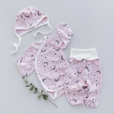 Набір 3в1: Боді, повзунки та шапочка Місяць Рожевий (Інтерлок) 56 (0-3міс)