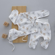 Набір 3в1: Льоля, повзунки та шапочка Коали Зайчики (Інтерлок) 62 (1-3міс)