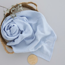 Мусліновий плед жатка Блакитний 4 шари 130/100