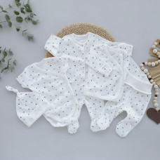 Набір 5в1: Чоловічок, льоля, повзунки, боді короткий рукав та шапочка Сердечка дрібні Фіолетовий (Рубчик) 56 (0-3міс)