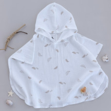 Пончо мусліновий Молочний Пірʼїнки 74-86 (9-18міс)