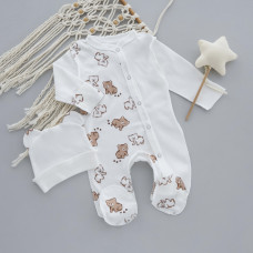 Чоловічок та шапочка Ведмедики Коричневий (Інтерлок) 62 (1-3міс)
