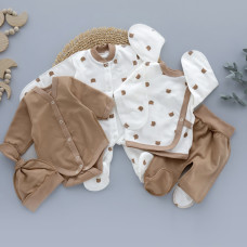 Набір 5в1 Ведмедики Мордочки Вузлик (Футер - з начосом) 56 (0-3міс)