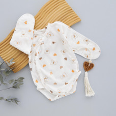 Боді довгий рукав Ведмедики Сердечка (Футер - з начосом) 56 (0-1міс)