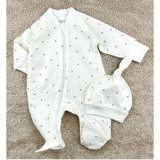 Чоловічок на блискавці та шапочка Горошок (Футер - з начосом) 62 (3-6міс)