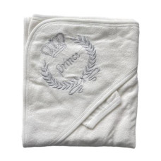 Дитячий рушник з кутиком махровий Принц Корона Сірий 90/85