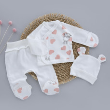 Набір 3в1: Льоля, повзунки та шапочка з вушками Зайка Сердечка (Інтерлок) 62 (3-6міс)