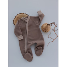 Комбінезон тринитка (з начосом) на змійці Кавовий 62 (3-6міс)