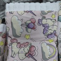 Плед плюш, без утеплення Единоріжки Рожевий / Білий плюш 100/80