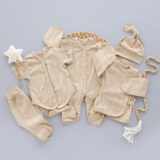 Набір 5в1 Бежевий Жакард (Трансфер) 56 (0-3міс)