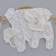 Набір 4в1: Чоловічок, льоля, повзунки та шапочка Сердечка (Футер - з начосом) 56 (0-3міс)