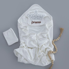 Дитячий рушник з кутиком махровий Princess Молочний 90/85