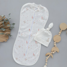 Коконпелюшка на змійці та шапочка Сердечка Рожевий (Рубчик) 56 (0-3міс)