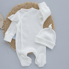 Чоловічок Метелик та шапочка Молочний (Рубчик) 62 (1-3міс)