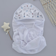 Дитячий рушник з кутиком махровий (100% котон) Квіточки Блакитний 90/80