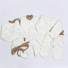 Комплект 5в1 Смайлик Бежевий (Футер - з начосом) 56 (0-3міс)