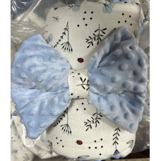 Плед зі зʼємним утепленням та бантом -резинкою Квіточки Блакитний /Блакитний плюш пупиришка 90/80