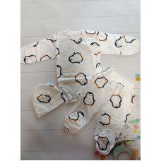 Набір 3в1: Боді, повзунки та шапочка Пінгвіни (Футер - з начосом) 56 (0-3міс)