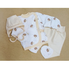 Набір 3в1: Льоля, повзунки та шапочка Їжачки Бежевий (Футер - з начосом) 56 (0-3міс)