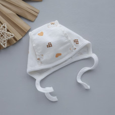 Шапочка на зав’язках Ведмедик сердечка (Футер - з начосом) 56 (0-3міс)