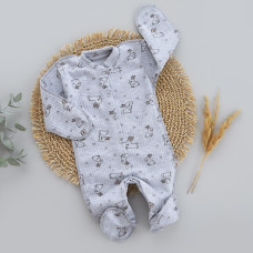 Чоловічок Зайчик Сірий (Рубчик) 56 (0-1міс)