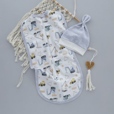 Коконпелюшка на змійці з шапочкою Машинки (Футер - з начосом) 62 (0-3міс)