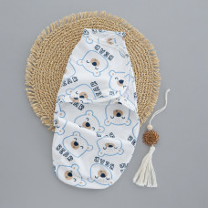 Коконпелюшка на липучці Ведмедик Блакитний (Футер - з начосом) 56 (0-1міс)