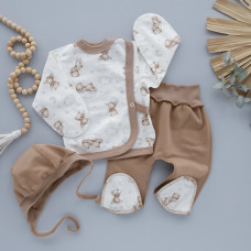 Набір 3в1: Льоля, повзунки та шапочка Ведмедик на хмаринці (Футер - з начосом) 56 (0-3міс)