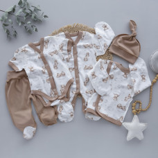 Комплект 5в1 Ведмедик на хмаринці Бежевий (Інтерлок) 56 (0-3міс)