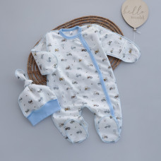 Чоловічок та шапочка Трактор Блакитний (Футер - з начосом) 56 (0-3міс)