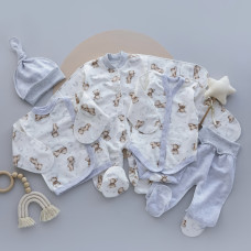 Комплект 5в1 Ведмедик на хмаринці Сірий (Футер - з начосом) 56 (0-3міс)