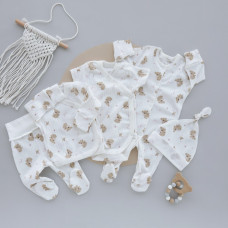 Набір 5в1: Чоловічок, льоля, повзунки, боді короткий рукав та шапочка Коала Рожевий (Рубчик) 56 (0-3міс)