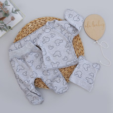 Набір 3в1: Льоля, повзунки та шапочка Міккі Сірий (Інтерлок) 62 (1-3міс)