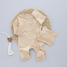 Чоловічок з шапочкою Бежевий (Інтерлок) 56 (0-1міс)