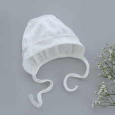Шапочка на зав’язках Молочний (Рубчик) 50 (newborn)