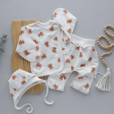 Набір 3в1: Льоля, повзунки та шапочка Ведмедик плюшевий (Футер - з начосом) 56 (0-3міс)