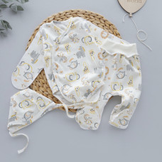 Набір 3в1: Боді, повзунки та шапочка на зав’язках Звірята Сірий (Інтерлок) 62 (1-3міс)