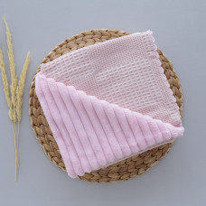 Плед плюш, без утеплення Вафелька Рожевий /Рожевий плюш 100/80
