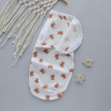 Коконпелюшка на липучці Ведмедики плюшевий (Футер - з начосом) 56 (0-1міс)