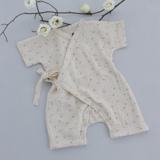 Мусліновий пісочник -кімоно Молочний Квіти 56 (0-3міс)