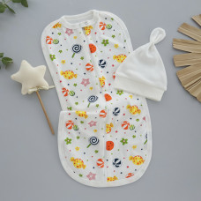 Коконпелюшка на змійці з шапочкою Цукерки (Інтерлок) 62 (1-3міс)