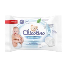 Біорозкладний вологий туалетний папір для дорослих та дітей Chicolino Biodegradable, 40 шт
