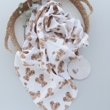 Муслінова пелюшка Ведмедик з хусточкою 100/80