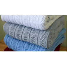 Плед вʼязаний (100% cotton pampuk) з утепленням Джинс смужка 90/75