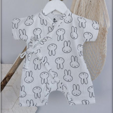 Мусліновий пісочник -кімоно Молочний Зайчики 74 (9-12міс)
