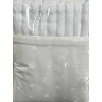 Плед плюш, без утеплення Сердечка Білі на Білому /Білий плюш 100/80