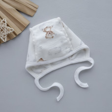 Шапочка на зав’язках Ведмедик на хмаринці (Футер - з начосом) 56 (0-3міс)