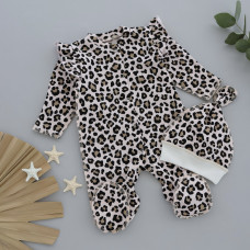 Чоловічок Метелик та шапочка Леопардовий (Футер - з начосом) 56 (0-1міс)