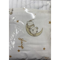 Плед плюш, без утеплення Ведмедик Місяць Бежевий /Білий плюш 100/80