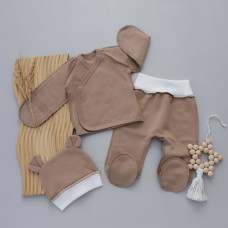 Набір 3в1: Льоля, повзунки та шапочка Кавовий (Футер- з начосом) 56 (0-3міс)
